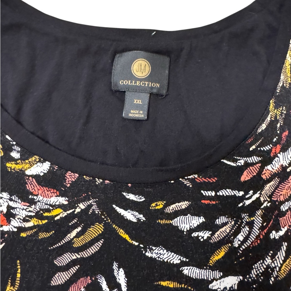 JM Collection Black Tunic with Multi-Color Brushstroke Floral Print Size XXL - Picture 3 of 13